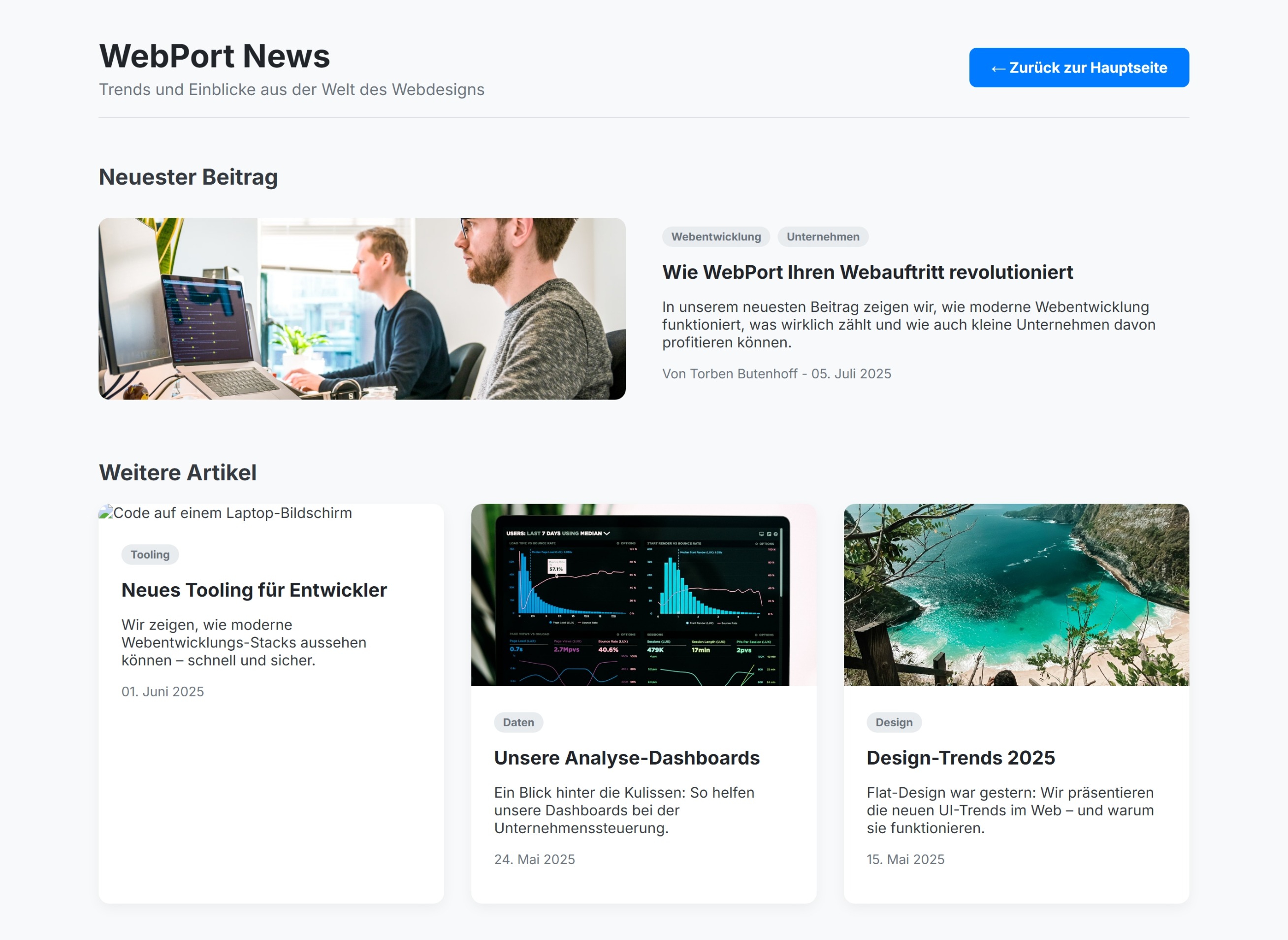 Vorschau eines Blog-Layouts