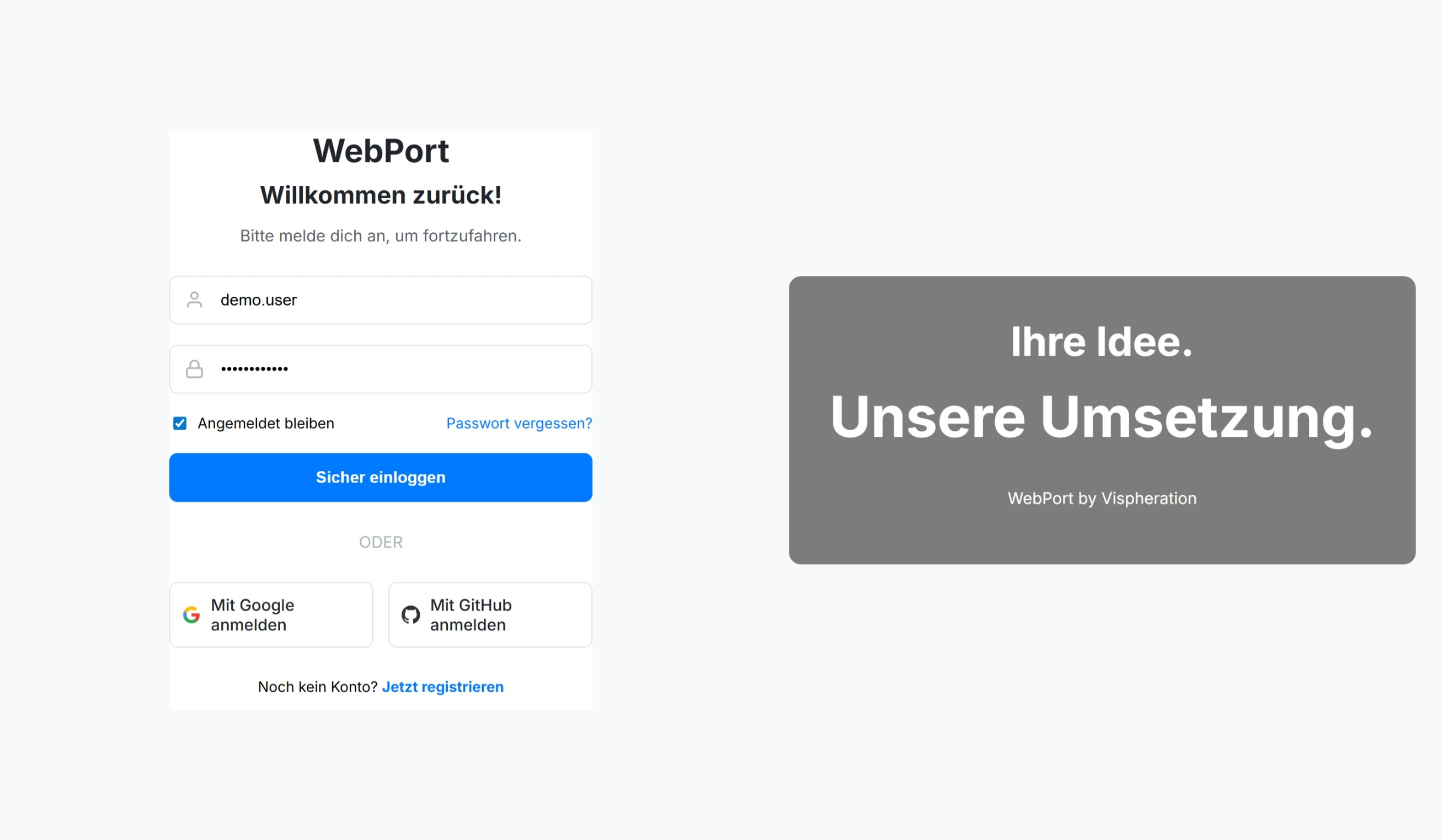Vorschau einer Login-Benutzeroberfläche